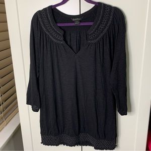 Lucky Brand Bohemian Thin Long Sleeved Smocked Top